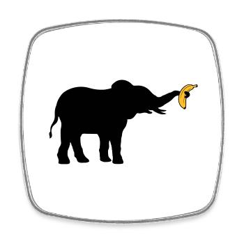 Grande silhouette d’éléphant banane - Magnet carré - blanc - Devant