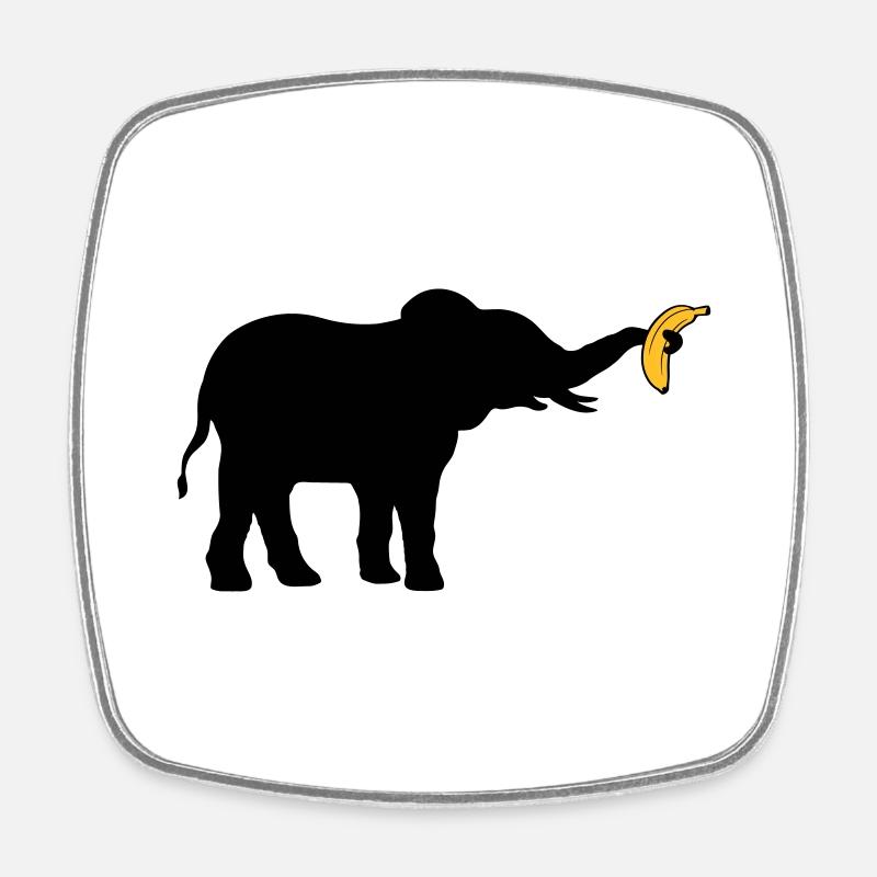 Grande silhouette d’éléphant banane - Magnet carré - blanc