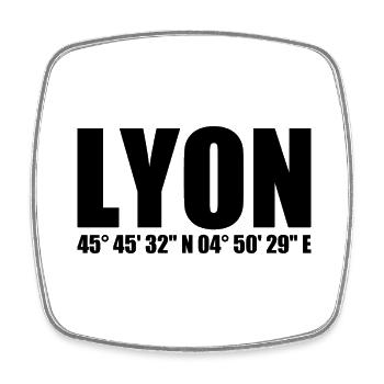 Lyon coordinates - Square fridge magnet - white - Front