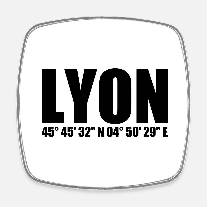 Coordonnées de Lyon - Magnet carré - blanc