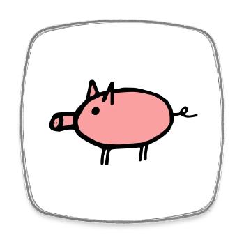Pig - Square fridge magnet - white - Front