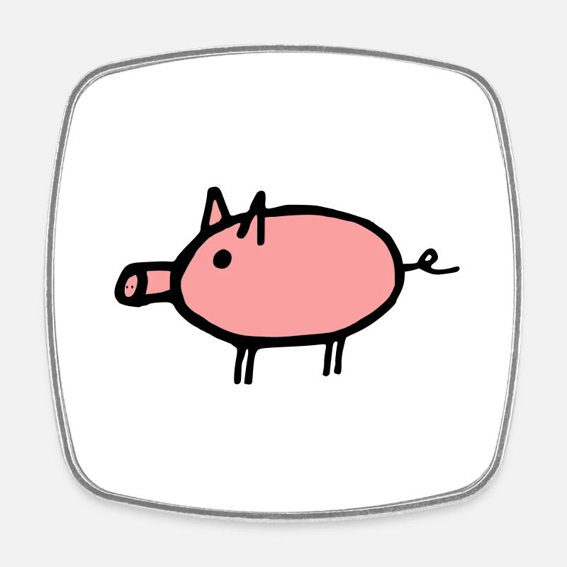 Cochon - Magnet carré - blanc