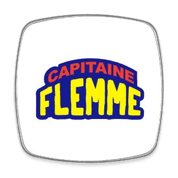 Capitaine flemme humour super héros - Magnet carré - blanc - Devant