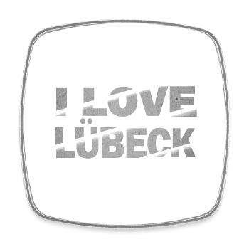 Lübeck Allemagne City Font Skyline J’aime - Magnet carré - blanc - Devant