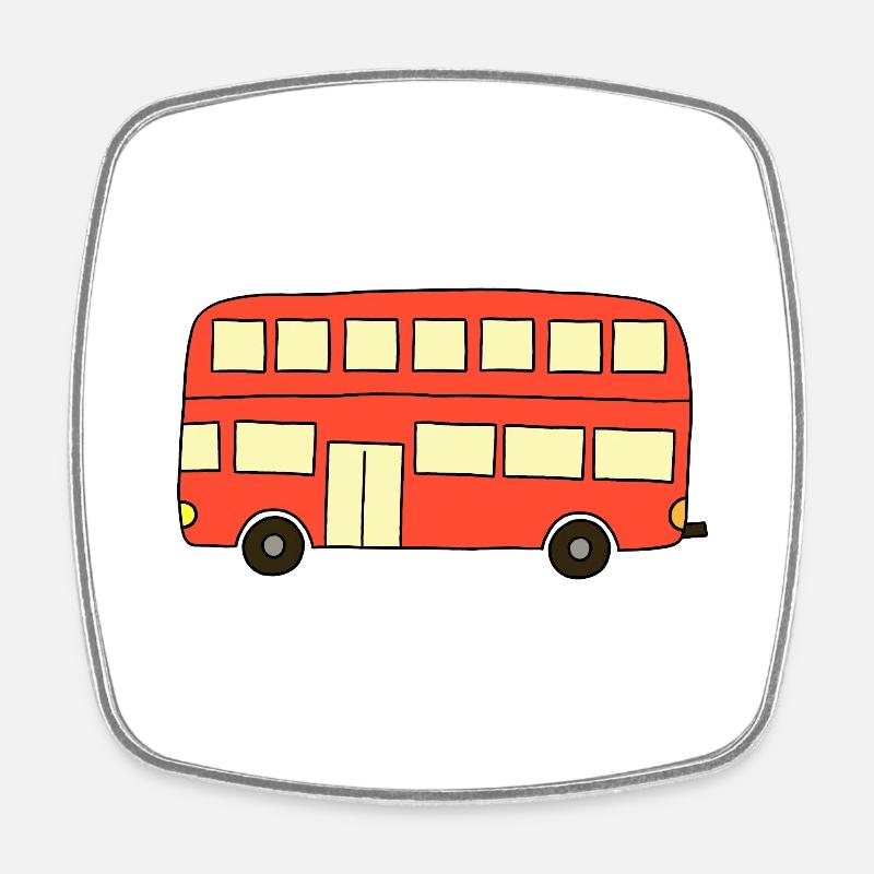 Red Bus - Square fridge magnet - white