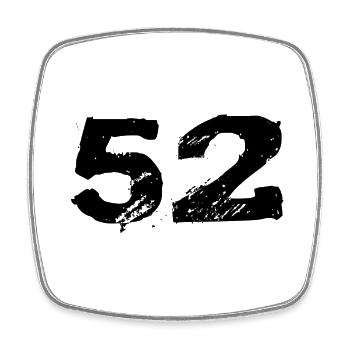 52 Maillot numéro - Magnet carré - blanc - Devant