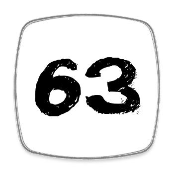 63 Number jersey - Square fridge magnet - white - Front