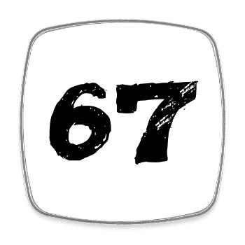67 Zahl Trikot - Viereckiger Kühlschrankmagnet - Weiß - Vorne
