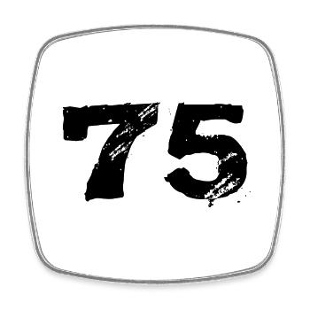 75 Maillot numéro - Magnet carré - blanc - Devant