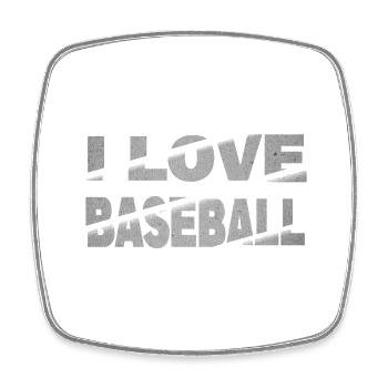 I Love Baseball - Viereckiger Kühlschrankmagnet - Weiß - Vorne