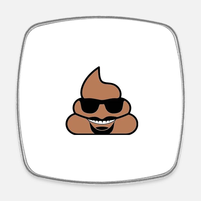 Poo With Glasses - Square fridge magnet - white