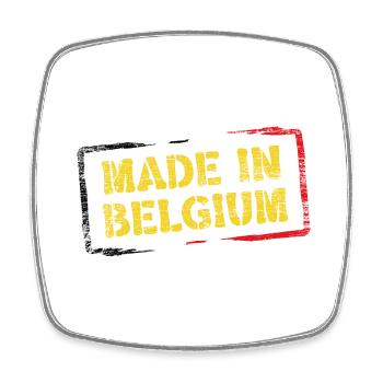 Hergestellt in Belgien. - Viereckiger Kühlschrankmagnet - Weiß - Vorne