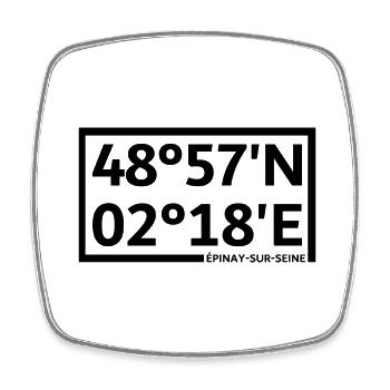 Épinay-sur-Seine coordinates - Square fridge magnet - white - Front
