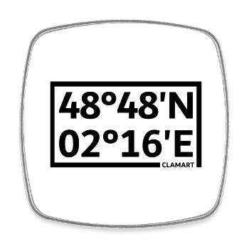 Clamart coordinates - Square fridge magnet - white - Front