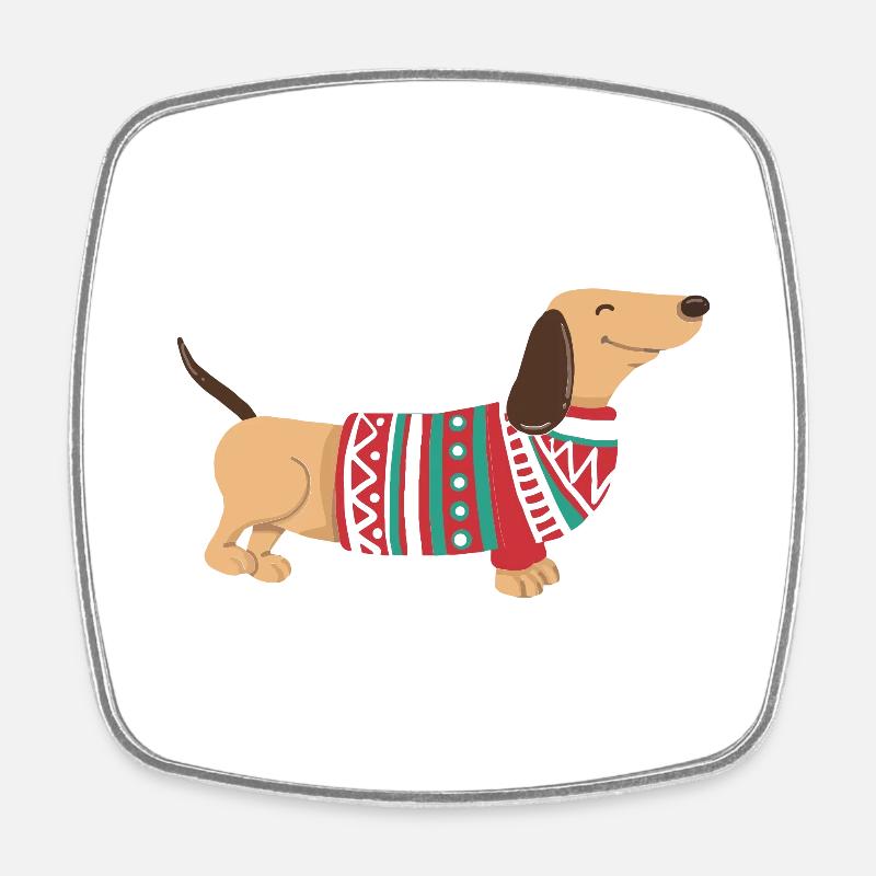 Drôle de Teckel de Noël Teckel de Noël Chien - Magnet carré - blanc