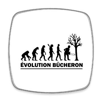 evolution bûcheron / cadeau humour bucheron - Magnet carré - blanc - Devant