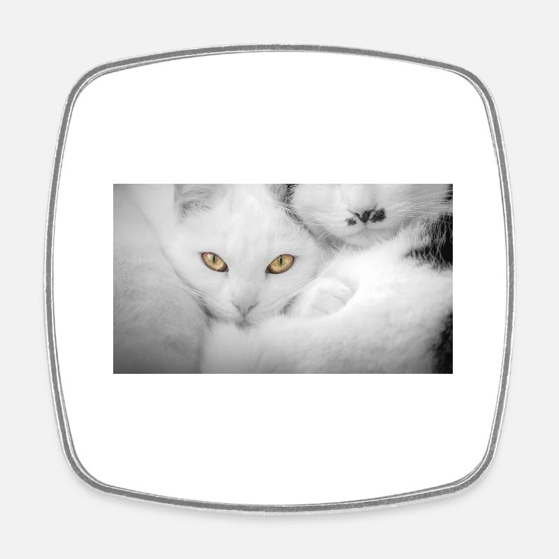 Cats - Square fridge magnet - white
