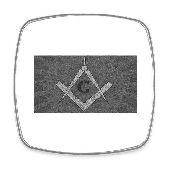 Masonic, black and white mosaic. - Square fridge magnet - white - Front
