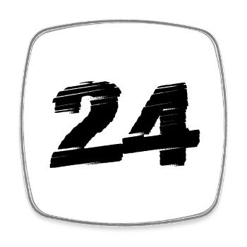 Maillot 24 Numéro - Magnet carré - blanc - Devant