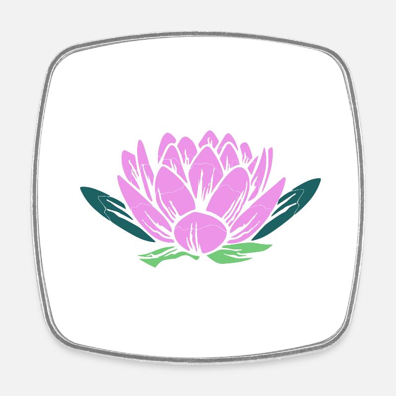 Lotus - Magnet carré - blanc
