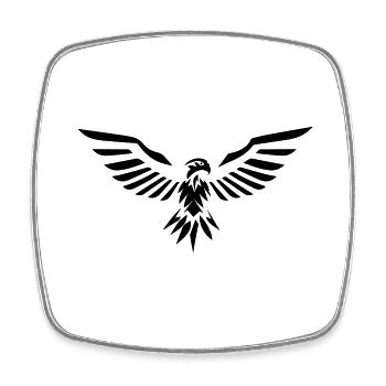 stilisierter Adler, der seine Flügel vorne öffnet - Viereckiger Kühlschrankmagnet - Weiß - Vorne