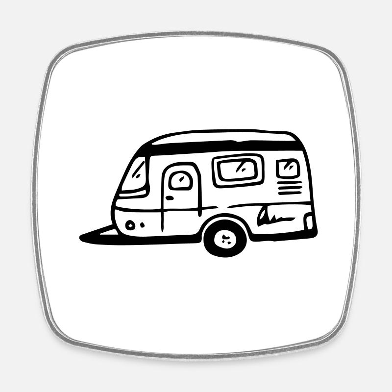 Caravane Camping Caravane - Magnet carré - blanc