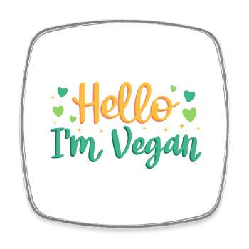 Hi, I'm vegan - Square fridge magnet - white - Front