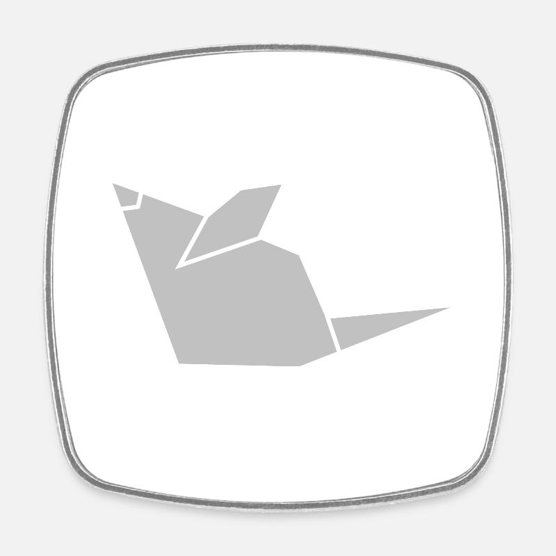 little mouse origami - Square fridge magnet - white