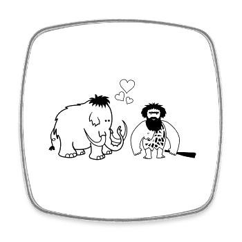 Mammouth Caveman Love - Magnet carré - blanc - Devant
