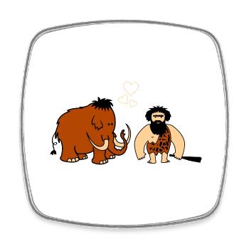 Mammouth Caveman Love - Magnet carré - blanc - Devant