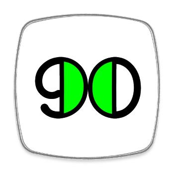 90 YEARS. 90th ANNIVERSARY. 90 YEARS ANNIVERSARY. 90 - Square fridge magnet - white - Front