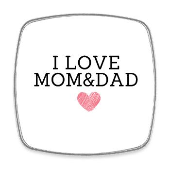 I love mom and dad - Viereckiger Kühlschrankmagnet - Weiß - Vorne