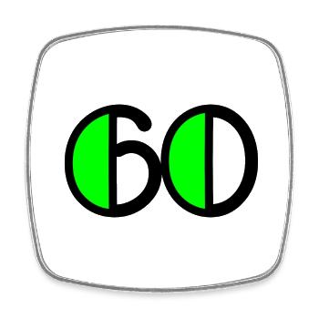 60 JAHRE. 60-JÄHRIGES JUBILÄUM. GEBURTSTAG 60 JAHRE. 60 - Viereckiger Kühlschrankmagnet - Weiß - Vorne