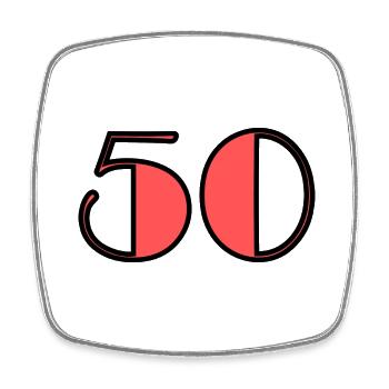 50 ANS. 50e ANNIVERSAIRE. ANNIVERSAIRE 50 ANS. 50 - Magnet carré - blanc - Devant