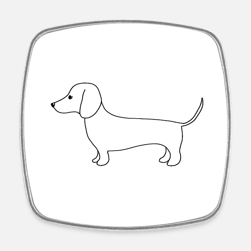 Mignon teckel au trait fin sur blanc - Magnet carré - blanc