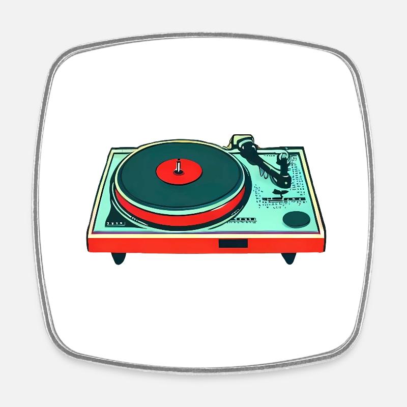 Turntable colorful - Square fridge magnet - white