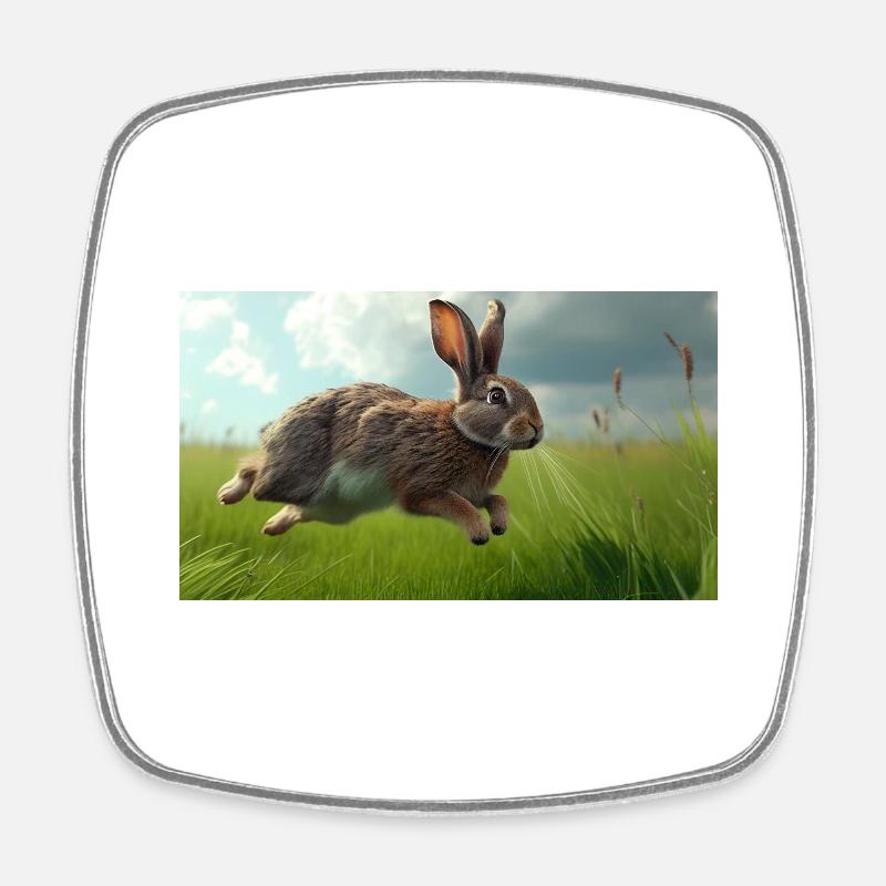 Jumping Rabbit - Square fridge magnet - white