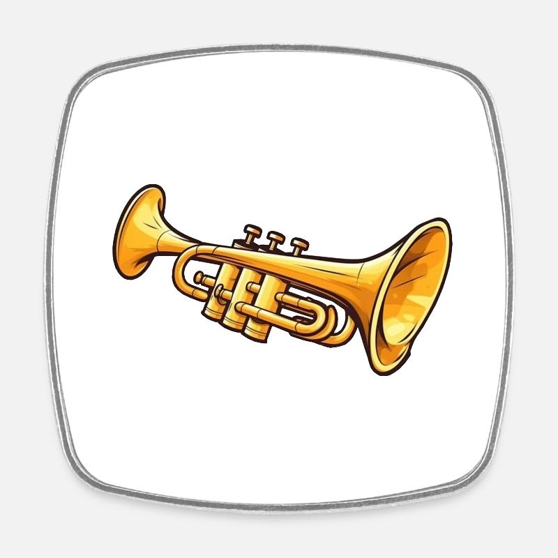 Trumpet in comic style - Square fridge magnet - white