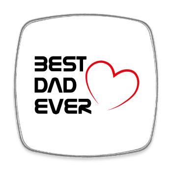 BEST DAD EVER mit Herz outline red - Viereckiger Kühlschrankmagnet - Weiß - Vorne