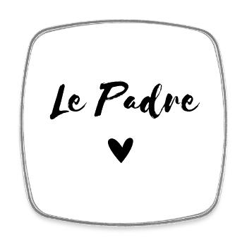 Le Padre avec Coeur - Fête des pères Papa love - Magnet carré - blanc - Devant