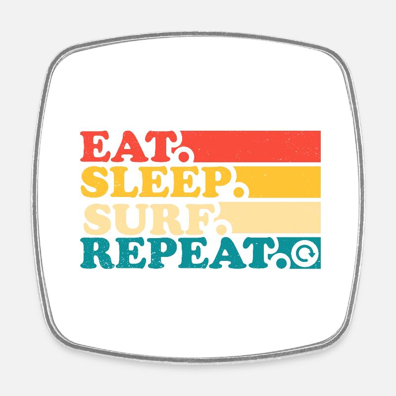 Eat Sleep Surf Repeat - Square fridge magnet - white