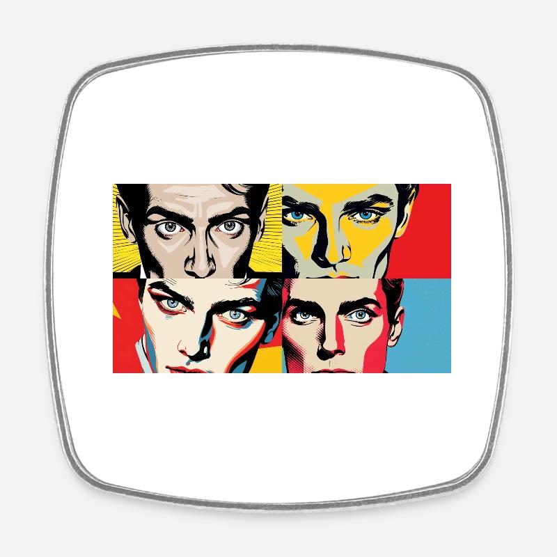 Retro look - Square fridge magnet - white