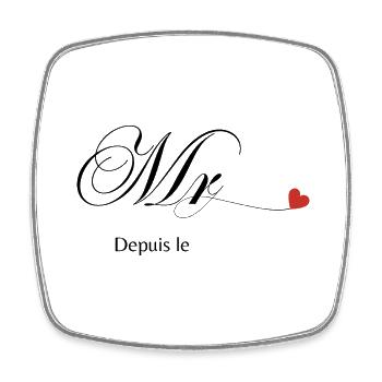 T-shirt personnalisé de couple assorti Mr et Mme - Magnet carré - blanc - Devant