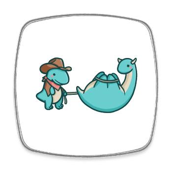 hugadino Cowboy T-Rex, Dino, süßer Dinosaurier - Viereckiger Kühlschrankmagnet - Weiß - Vorne