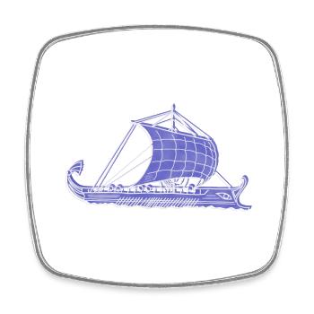 "Argo", Boho Line Art Design, Serie "Greece" - Viereckiger Kühlschrankmagnet - Weiß - Vorne