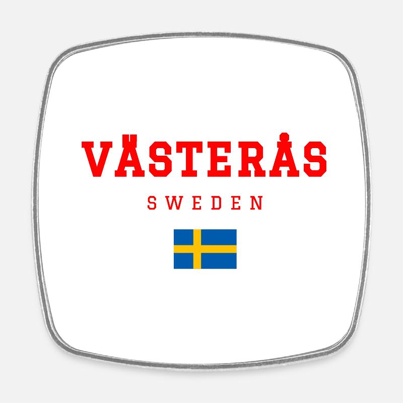 Västeras, Suède - Magnet carré - blanc
