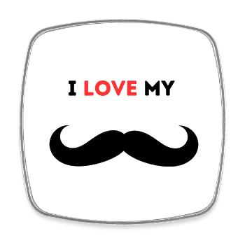 I love my Mustache - Viereckiger Kühlschrankmagnet - Weiß - Vorne
