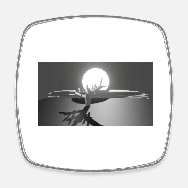 Sun and Tree - Square fridge magnet - white