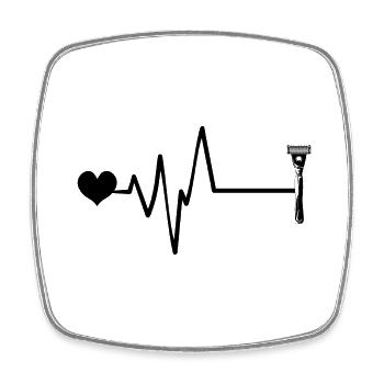 Razor Blade Pulse Heart Love - Square fridge magnet - white - Front