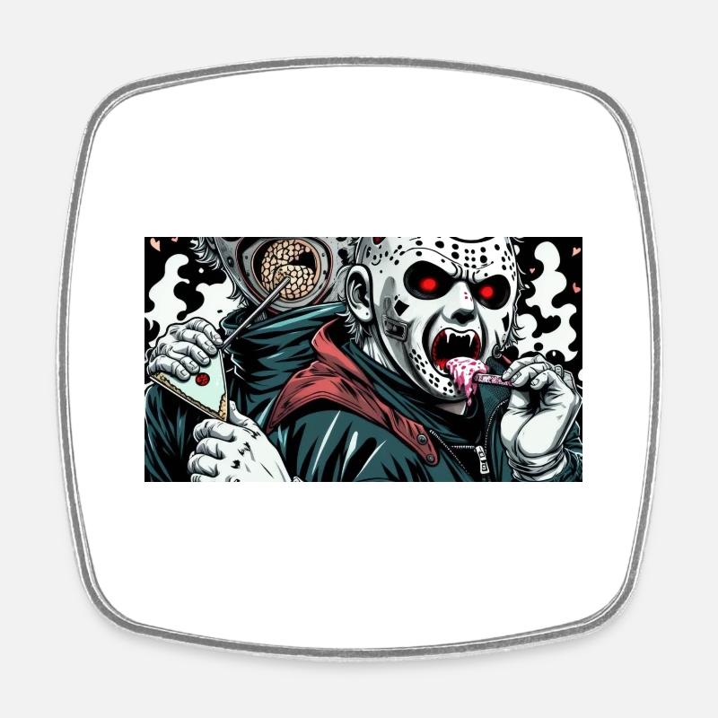 licking ice cream masked psycho - Square fridge magnet - white